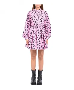 Мини-Платье с принтом и воротником-стойкой Msgm, розовый