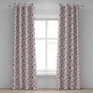 Штора на люверсах ABAKUHAUS Love, фонарики и сердце для Дня святого Валентина, маленькая лампа, классическая антикварная, декоративные двухпанельные шторы, 280 см x 245 см, ярко-красный Abakuhaus