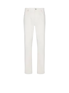 Белые джинсы из денима прямого кроя Balmain