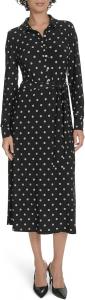 Женское платье-рубашка Tommy Hilfiger с длинными рукавами и воротником в горошек из джерси, Black/Whitecap