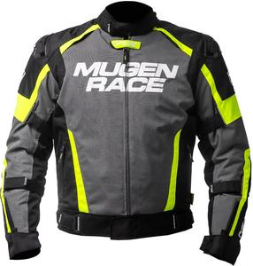 Водонепроницаемая текстильная мотоциклетная куртка MUGENRACE romano, Dark Grey/Black/Fluo Yellow