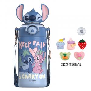 Lotso Stitch изолированная кружка 316 Food Grade, удобная дорожная кружка 600 мл Disney, cute stix 600ml [can be worn diagonally/includes 3d stickers]