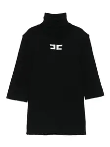 Водолазка в рубчик Elisabetta Franchi La Mia Bambina, черный