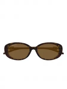 Солнцезащитные очки в овальной оправе Gucci Eyewear, коричневый