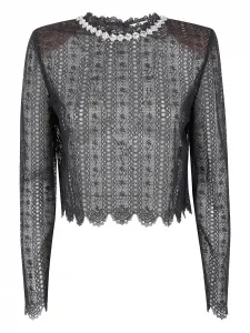 Топ с кружевной отделкой Self-Portrait, черный