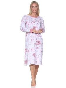 Ночная рубашка с длинными рукавами, классический дизайн, застежка на пуговицы на шее, антично-розового цвета. NORMANN