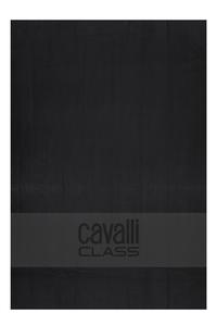 Пляжное полотенце Cavalli Class хлопковое с логотипом, черный