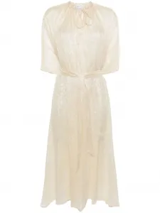 Пальто с поясом и эффектом металлик Forte Forte, нейтральный