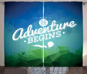 Штора ABAKUHAUS в деревенском стиле, многоугольные композиционные фигуры, присборенная тесьма для спальни с петлями и крючками, 280 x 175 см, зеленый и синий Abakuhaus