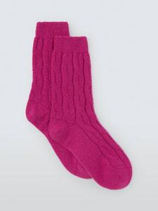 Уютные носки для кровати из кашемира с рельефным узором John Lewis, Pink
