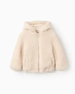 Детская куртка из шерпы с капюшоном Zippy, бежевый