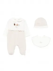 Комплект для новорожденного с вышивкой Fendi Kids, бежевый