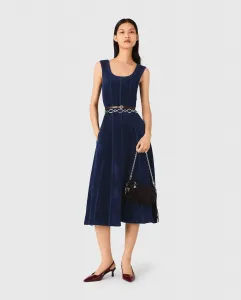 Длинное бархатное платье Maje, темно-синий