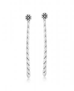 Серьги-кольца из стерлингового серебра в форме удлиненного овального шнура с текстурой веревки American West Jewelry, Silver