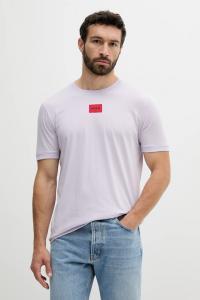 Хлопковая футболка Hugo, фиолетовый