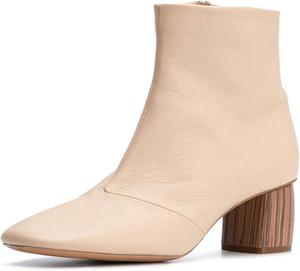 Женские ботильоны FOWT с боковой молнией, круглым носком и высокой шнуровкой, средний низкий массивный каблук, короткие ботинки для офиса и свиданий, Off-White