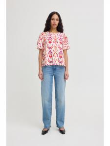 Блузка с короткими рукавами IXHARPER, классический крой, с принтом Mars Red ICHI