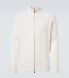 Кашемировый кардиган с косой вязкой Kiton, Ivory White