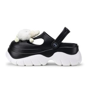 Кломпы женские XMISTUO, 2535-8 Белый, черно-белый помпон