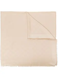 Шарф с бахромой и монограммой Moschino, бежевый