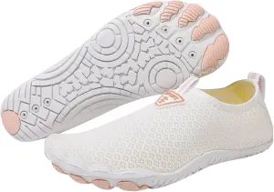 Водные туфли для мужчин и женщин, быстро сохнущие, водонепроницаемые, для трейл-раннинга, здоровые и нескользящие, босоножки-аквашузы для плавания, бассейна, пляжа, серфинга, прогулок, водной йоги, рек, озер, походов и каякинга Movnebyro, белый