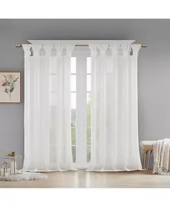 Верхняя часть шторы с манжетами, украшенная цветочным узором, сплошная, ширина 50 дюймов x длина 84 дюйма Madison Park, white