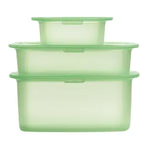 Набор из 3 многоразовых силиконовых контейнеров Reuse&Reduce Lékué, зеленый