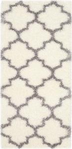 Ковер SAFAVIEH, 69 x 153 см, Montreal Shag Collection, Ivory & Grey, узор Trellis, без линьки и простой в уходе, идеален для помещений с высокой проходимостью: прихожая, гостиная, спальня (SGM832B)