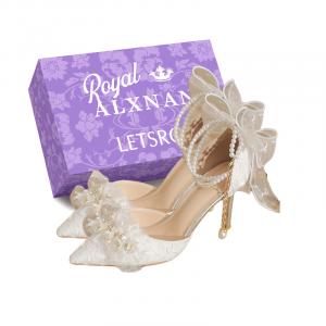 Женские туфли на высоком каблуке Alxnan, Ecru+Box