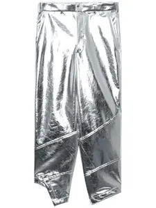 Укороченные брюки асимметричного кроя Black Comme Des Garçons, серебяный