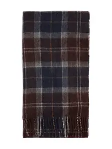 Шарф в клетку с бахромой Barbour, синий