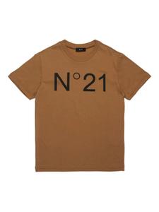 Nº21 Kids футболка с логотипом, коричневый