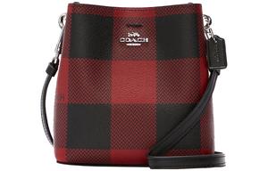 COACH Городской холщовый рюкзак с кожаными деталями ведро через плечо кроссбоди маленький женский черный красный