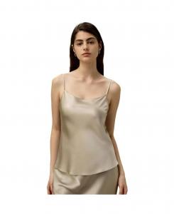 Женская двусторонняя шелковая майка-топ из шармеза LILYSILK, Light apricot