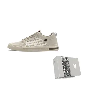 Низкие кроссовки для скейтбординга мужские box Playboy, Beige[Summer Breathable]