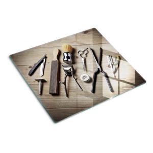 Стеклянная тарелка 60х52 см. Мужская парикмахерская TULUP, коричневый