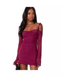 Женское мини-платье Ariel с открытыми плечами из сетки Edikted, красный