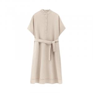 Платье-рубашка Muji Idee с короткими рукавами, кремовый