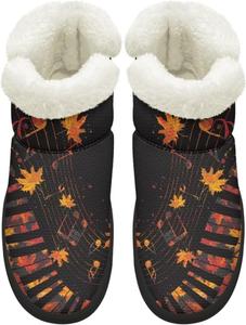 Женские удобные ортопедические зимние ботинки с поддержкой свода стопы, зимние снежные ботинки с мехом, на мягкой подошве EVA, пушистые ботинки Chririnla, Maple Leaf Note