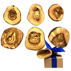 Подстаканники из оливкового дерева Подставки, рустикальные, круглые, из оливкового дерева Защитные покрытия для стола, устойчивая к царапинам, антибактериальная, долговечная, безопасная для пищевых продуктов Olivenholz-Erleben, коричневый