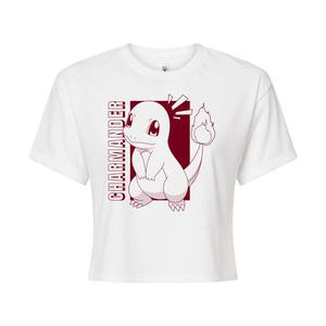 Укороченная футболка с рисунком Pokémon Charmander для юниоров Licensed Character, белый