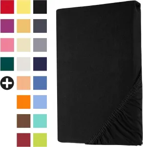 Простыня на резинке из джерси, 100% хлопок, 140 х 200 см, черная Celesta