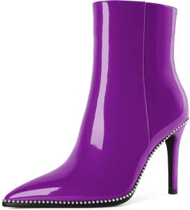 Ботильоны Joseywade на высоком каблуке для женщин, с заостренным носком, тонким стойким каблуком, боковой молнией, короткие ботинки с бусинами