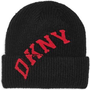 Женская трикотажная шапка-бини DKNY Varsity с логотипом и подкладкой из плюшевого шерпа-флиса, Black