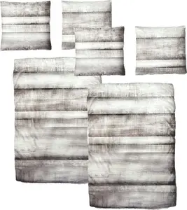 Комплект постельного белья из хлопкового сатина в серо-белую полоску, 135x200 см, 80x80 см: 4 предмета. aboutyourhome-shop