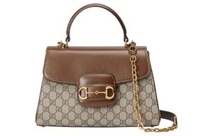 GUCCI Сумка через плечо с логотипом Horsebit 1955 Supreme из ткани с кожаной отделкой