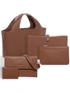 Шоппер FEYNSINN Leder-Add On Handtasche echt Leder Henkel groß Laptop-Hülle tobacco, коричневый