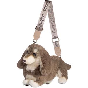 Плюшевая кукла длинношерстная такса 25 см подарок брелок в виде кошачьей лапки + шарф Chongker