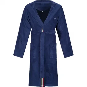 Мужской халат Decimo, идеально подходит для сауны и SPA, гостиничный халат, утренний халат с капюшоном и цветной окантовкой, 100% хлопок Bugatti, Marine blau