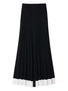 Плиссированная юбка на пуговицах SANDRO, черный